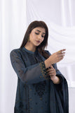 Sadia Aamir - Zahra - Charcoal - Khaddi Net - 3 Piece