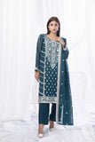 Sadia Aamir - Sabaat - Teal - Khaddi Net - 3 Piece