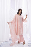 Sadia Aamir - Shafaq - Pink - Khaddi Net - 3 Piece
