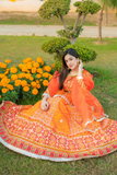 Zahra Ahmed - ST-140 - Orange Multi color - Korean Silk - 3 Piece