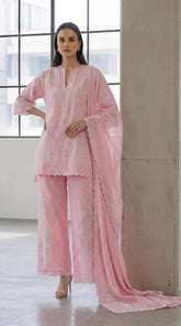 Reema Ahsan - Kiya Lawn Suit For Women - Light Pink - 3 Piece