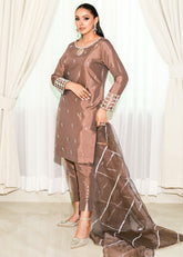 Allure By Ih - Zelda Raw Silk Suit For Women - Brown - 3 Piece