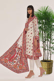 Rizwan Beyg - Amayal White Shirt & Shawl - Cotton Net - White - 2 Piece