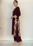Shehrnaz - Solara Burgundy Velvet Suit For Women - 2 Piece