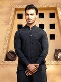 Shahjahan - Boski Black Kurta Trouser With Waistcoat - 3 Piece