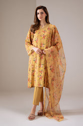 Cross Stitch - Canary Charm Silk Suit For Women - Yellow - 2 Piece