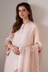 Cross Stitch - Dawn Rose Silk Suit For Women - Pink - 2 Piece