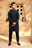 Shahjahan - Boski Black Kurta Trouser With Waistcoat - 3 Piece