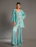 Salahuddin Pasha - Look 3 Silk Suit For Women - Aqua Blue - 2 Piece