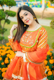 Zahra Ahmed - ST-140 - Orange Multi color - Korean Silk - 3 Piece