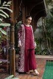 Shehrnaz - Mahveen - SHK-1431 - Burgundy - Chiffon & Koean Silk - 3 Piece