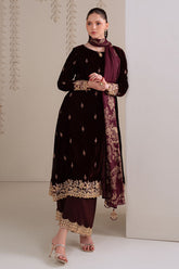 Cross Stitch - ROYAL PLUM - Chiffon - 3 Piece - Unstitched