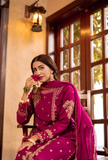 Omal by Komal - Mehnaaz - Magenta - Chiffon & Silk - 3 Piece