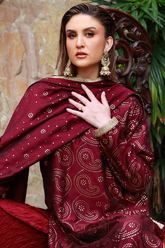 Huma Adnan - Reha - Silk - Maroon - 3 Piece