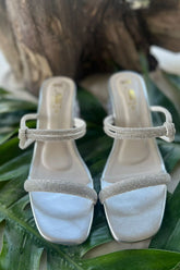 MILLI SHOES - Silver Double-Strap Embellished Sandals - Heels - Silver - 1620