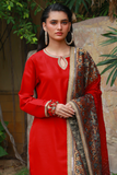 Huma Adnan - Naima - Raw Silk - Red - 3 Piece