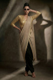 Maheen Khan - Noor Blended Chiffon Sari For Women - Gold - 1 Piece