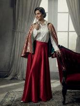 Maheen Khan - Blended Satin Crimson Grace Skirt For Women - Grey Brown Olive - 1 Piece