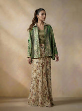 Maheen Khan - Cotton Silk Gardenia Lehenga For Women - Biege Floral - 1 Piece