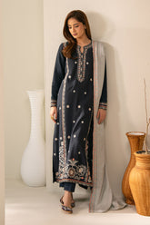 Cross Stitch - Cherry Wood Slub Khaddar Suit For Women - Blue - 2 Piece