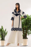 Rizwan Beyg - Runa Blue Long Shirt - Irish Linen - White & Blue - 1 Piece