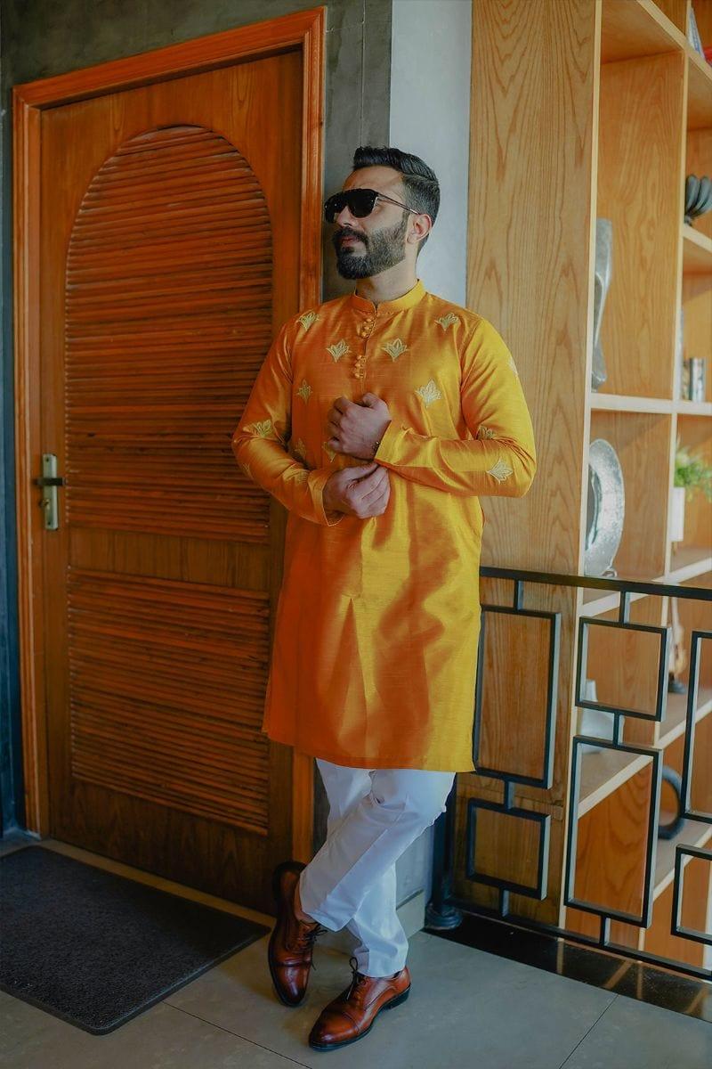 Leon Man - TANGERINE SILK KURTA - 1 Piece - Studio by TCS