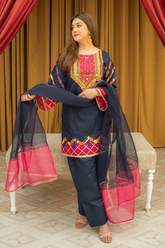 Zahra Ahmad - ST-175 - Navy Blue - Lawn - 3 Piece