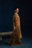 Maria Osama Khan - Zarmin Brown Organza / Raw Silk Suit For Women - 4 Piece