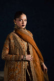 Maria Osama Khan - Zarmin Brown Organza / Raw Silk Suit For Women - 4 Piece