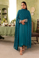 Allure by IH - MAHIRA - Teal - Medium Raw Silk & Chiffon - 3 Piece