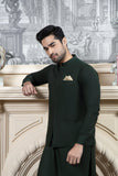 Shahjahan - Bottle Green Kurta Shalwar with Waistcoat For Men