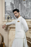 Shahjahan Boski Kurta Trouser with waistcoat 3 Piece Suit Cream