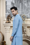 Shahjahan Sky Blue Kurta Trouser with Suiting Waistcoat 3 Piece Suit
