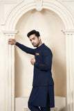 Shahjahan - Boski Kurta Trouser Navy Blue with Suiting Waistcoat For Men