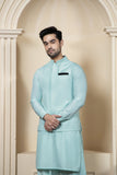 Shahjahan Aquamarine Kurta Shalwar with Waistcoat 3 Piece Suit