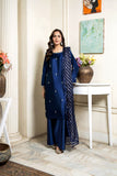 Laleen - Safina Katan Silk Suit For Women - Blue - 3 Piece
