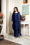 Laleen - Safina Katan Silk Suit For Women - Blue - 3 Piece
