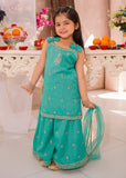 Modest - Cotton Lawn Embroidered Sharara For Girl - Green - 3 Piece