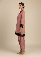 Shehrnaz - Marise Blush Pink Velvet Suit For Women - 2 Piece