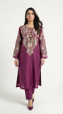 Reema Ahsan - Emira Khadi Silk Suit For Women - Plum - 2 Piece