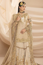 Nilofer Shahid - Pure Masoori Embroidered Shirt and Chikankari Gharara with Pure Tissue Dupatta or Shawl - 3 Piece - Studio by TCS