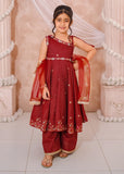Modest - Maysuri Embroidered Frock For Girl - 3 Piece