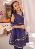Modest - Cotton Lawn Embroidered Frock For Girl - Navy Blue - 3 Piece