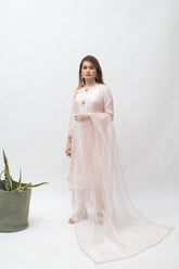 Alifyay - Peach - Cotton Silk - 3 Piece
