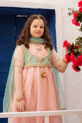 Hummingbirdspk - Rose Quartz & Mint Green Peshwaz 4 Piece