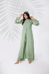 Syah - Co-Ord Set - Long Top With Trouser - Pistachio Green - 2 Piece