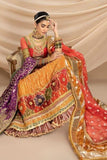 Nilofer Shahid - Indian Raw Silk Embellished Blouse & Tangerine Khimkhaab Lehenga with Tinsel Organza Dupatta or Shawl - 3 Piece - Studio by TCS