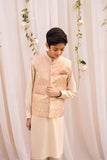 Hummingbirds - Rose Gold Jamawar Silk Waistcoat For Boy
