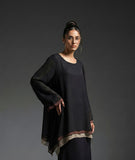 Gulabo - Terra Flow Set Blended Chiffon Suit For Women - Black Brown Beige - 2 Piece