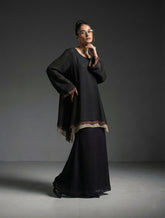 Gulabo - Terra Flow Set Blended Chiffon Suit For Women - Black Brown Beige - 2 Piece